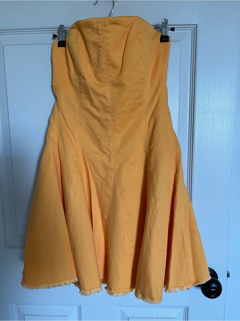 Strapless A-Line Orange Denim Sundress